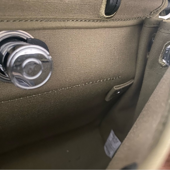 Black Olive Green Canvas Leather 31 CM Bag Convertible Crossbody Satchel B9 - Picture 12 of 16